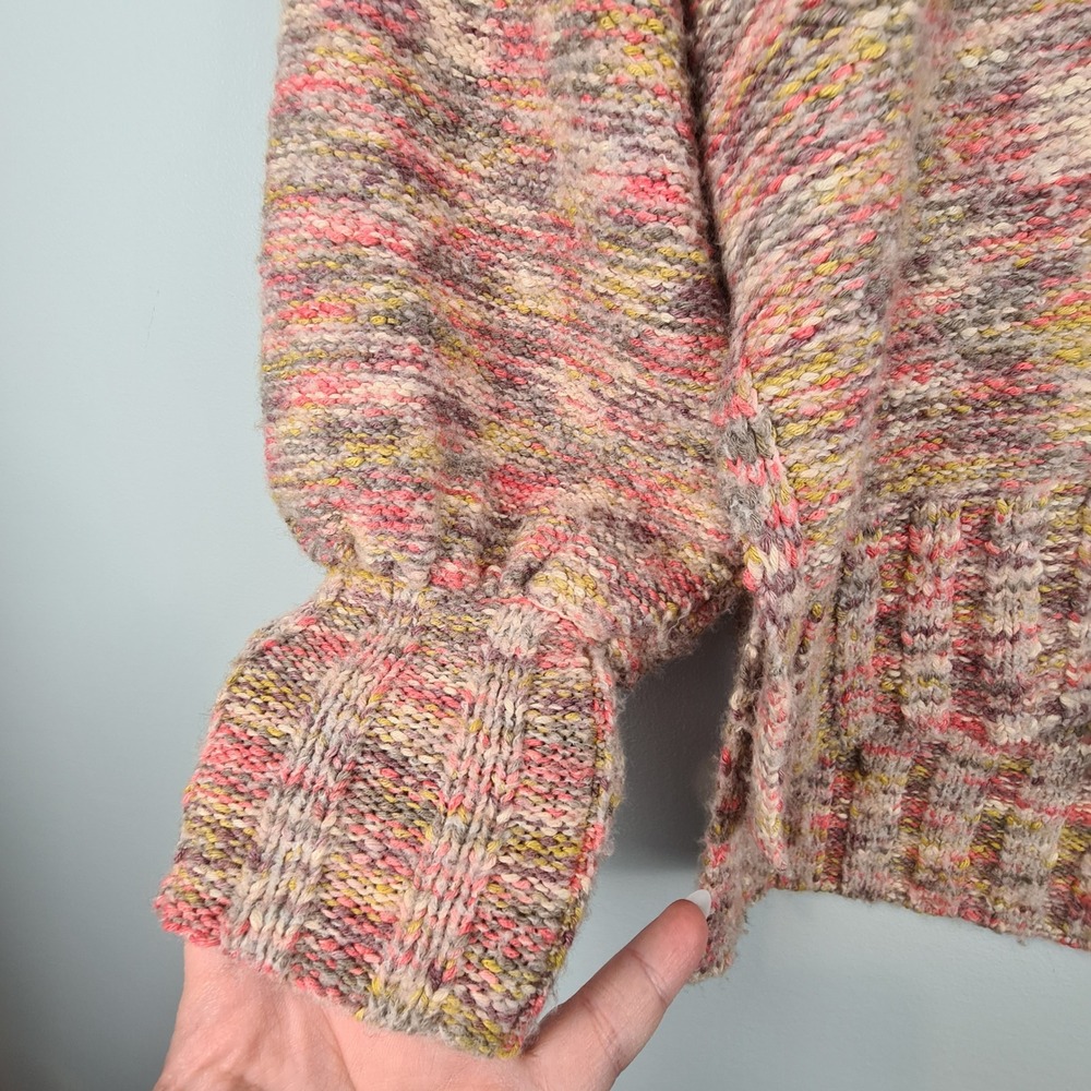 Pilcro Anthropologie Womens XXS Multi Color Deep V-Neck Balloon Sweater Cropped - Picture 6 of 8